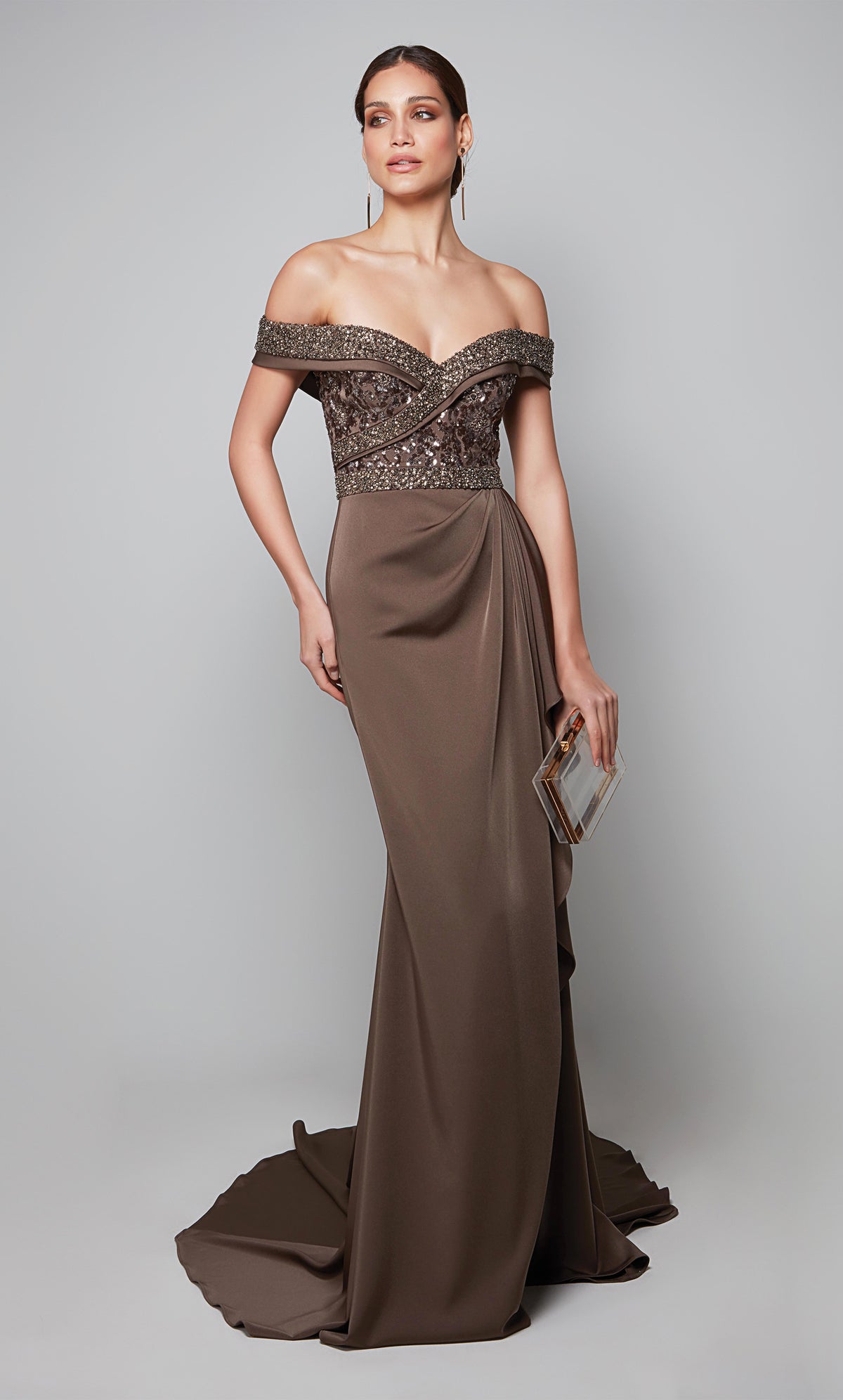 Formal Dress: 27619. Long, Off The Shoulder, Straight