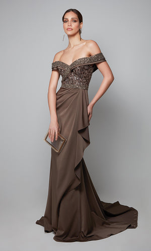 Formal Dress: 27619. Long, Off The Shoulder, Straight