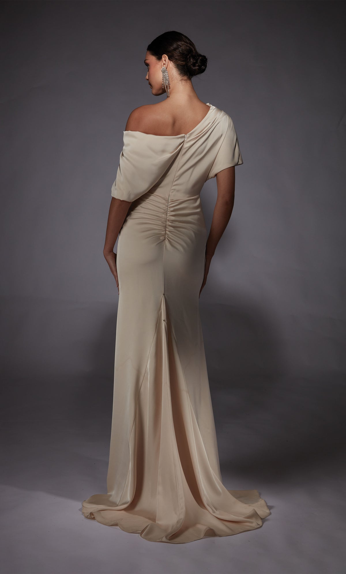 Formal Dress: 27652. Long, One Shoulder, Straight, Closed Back