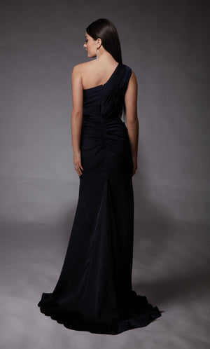 Formal Dress: 27697. Long, One Shoulder, Straight, Closed Back