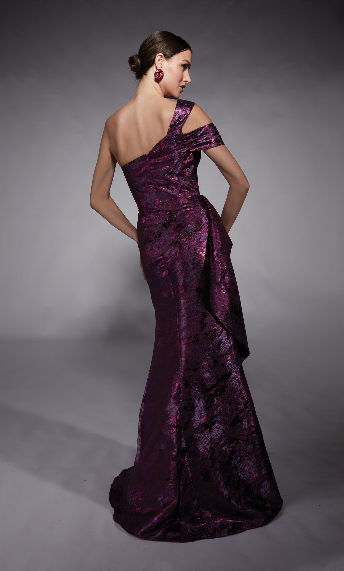 Formal Dress: 27701. Long, One Shoulder, Fit N Flare, Closed Back