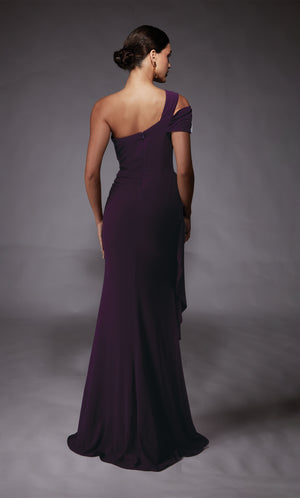 Formal Dress: 27705. Long, One Shoulder, Straight, Closed Back