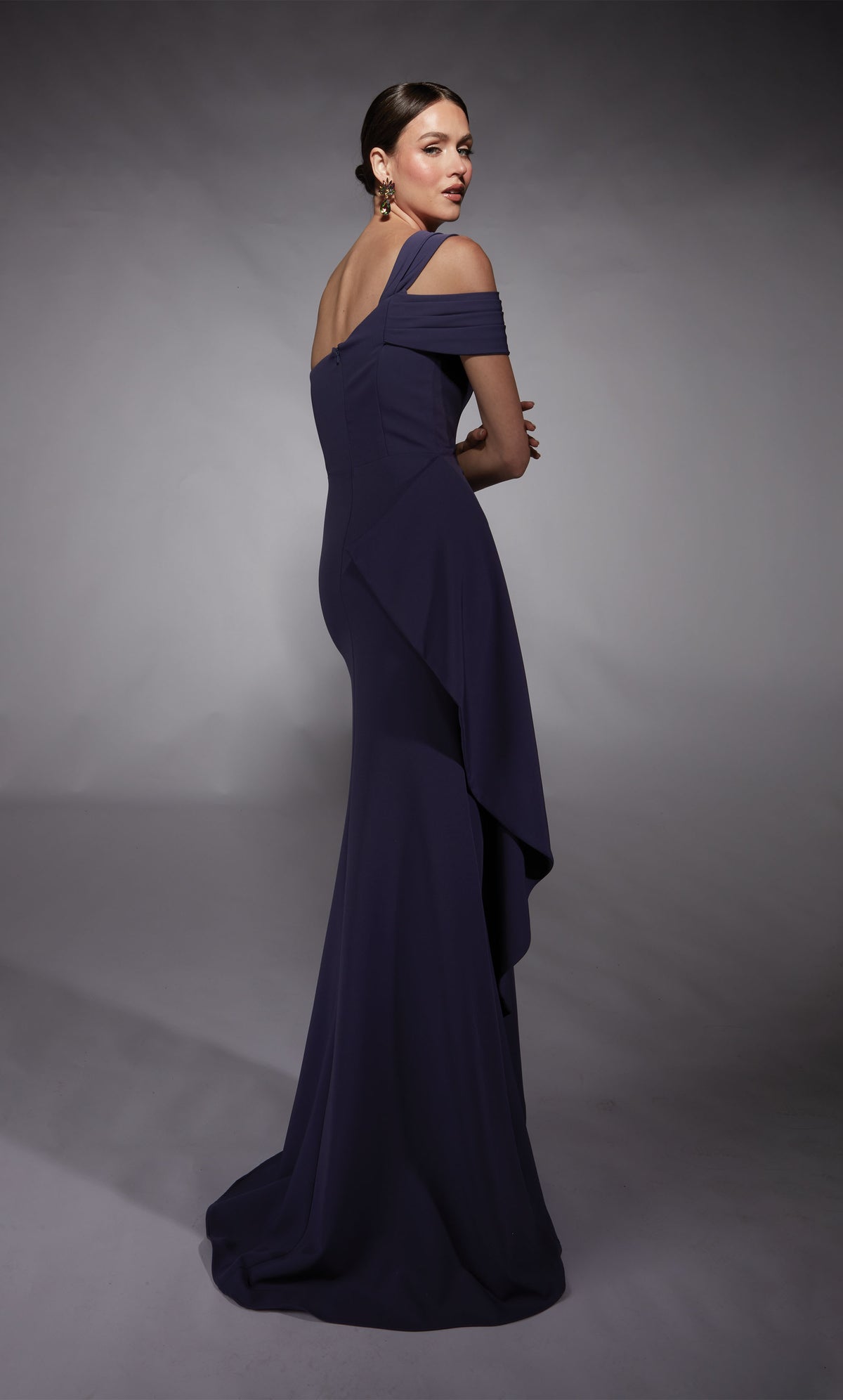 Formal Dress: 27705. Long, One Shoulder, Straight, Closed Back