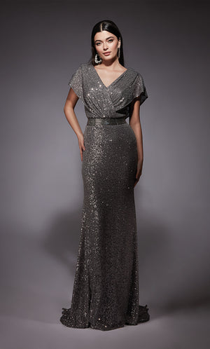 Formal Dress: 27708. Long, V-neck, Straight, V Shaped Back