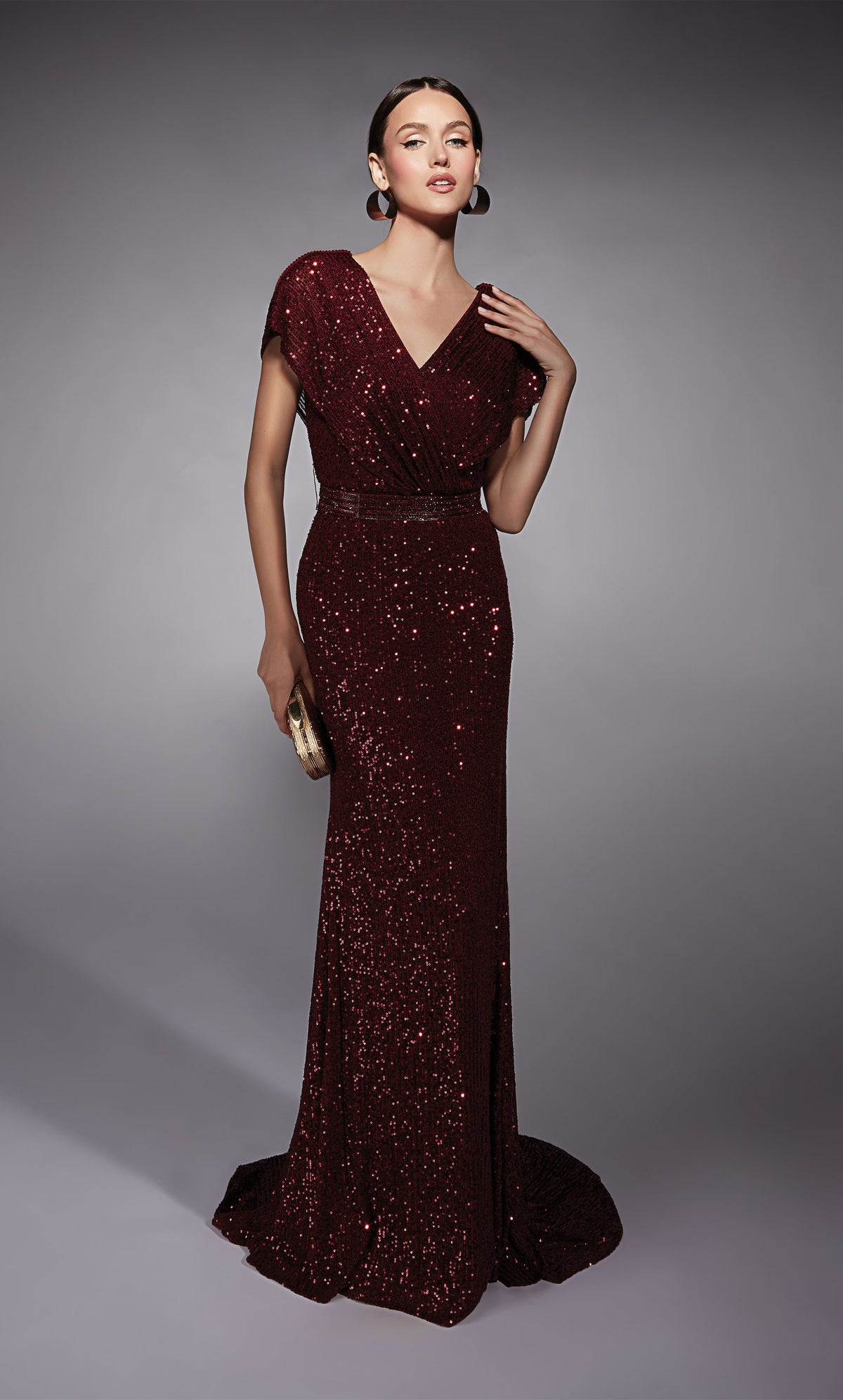 Formal Dress: 27708. Long, V-neck, Straight, V Shaped Back