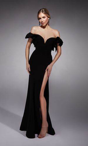 Formal Dress: 27713. Long, Off The Shoulder, Fit N Flare