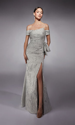 Formal Dress: 27717. Long, Off The Shoulder, Fit N Flare