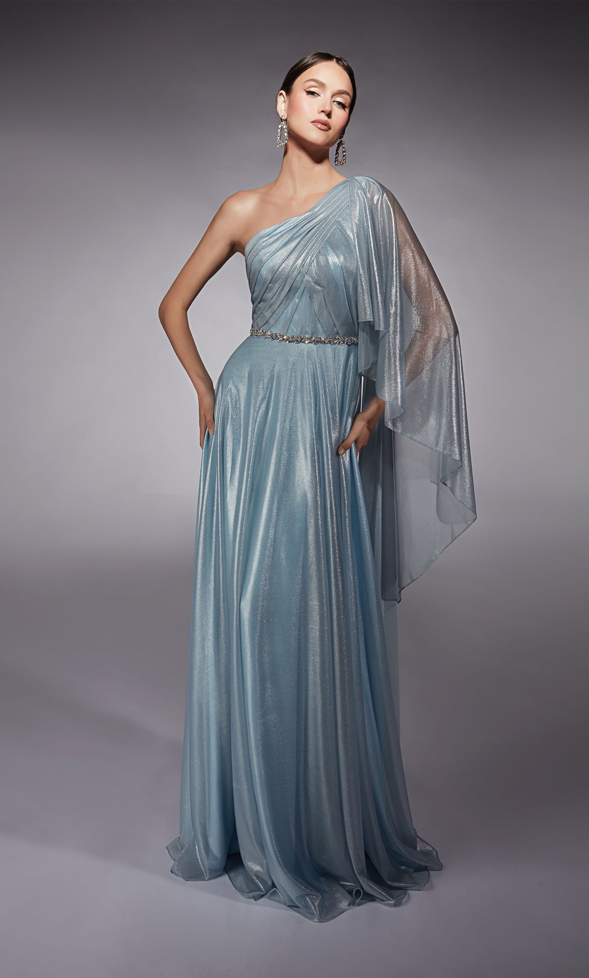 Formal Dress: 27719. Long, One Shoulder, Flowy, Closed Back