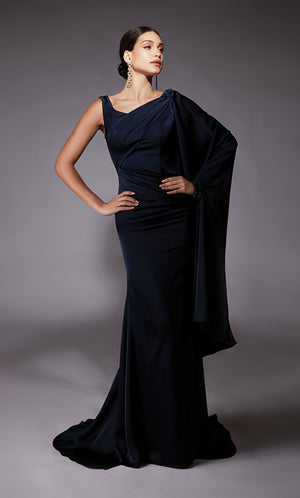 Formal Dress: 27722. Long, Scoop Neck, Straight, Closed Back