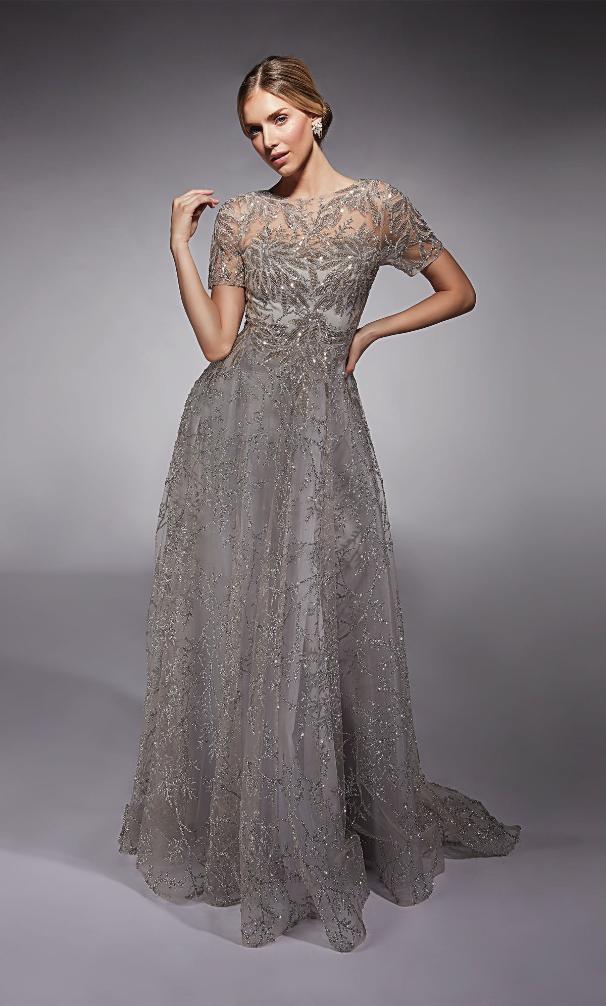 Formal Dress: 27726. Long, Illusion Neckline, A-line