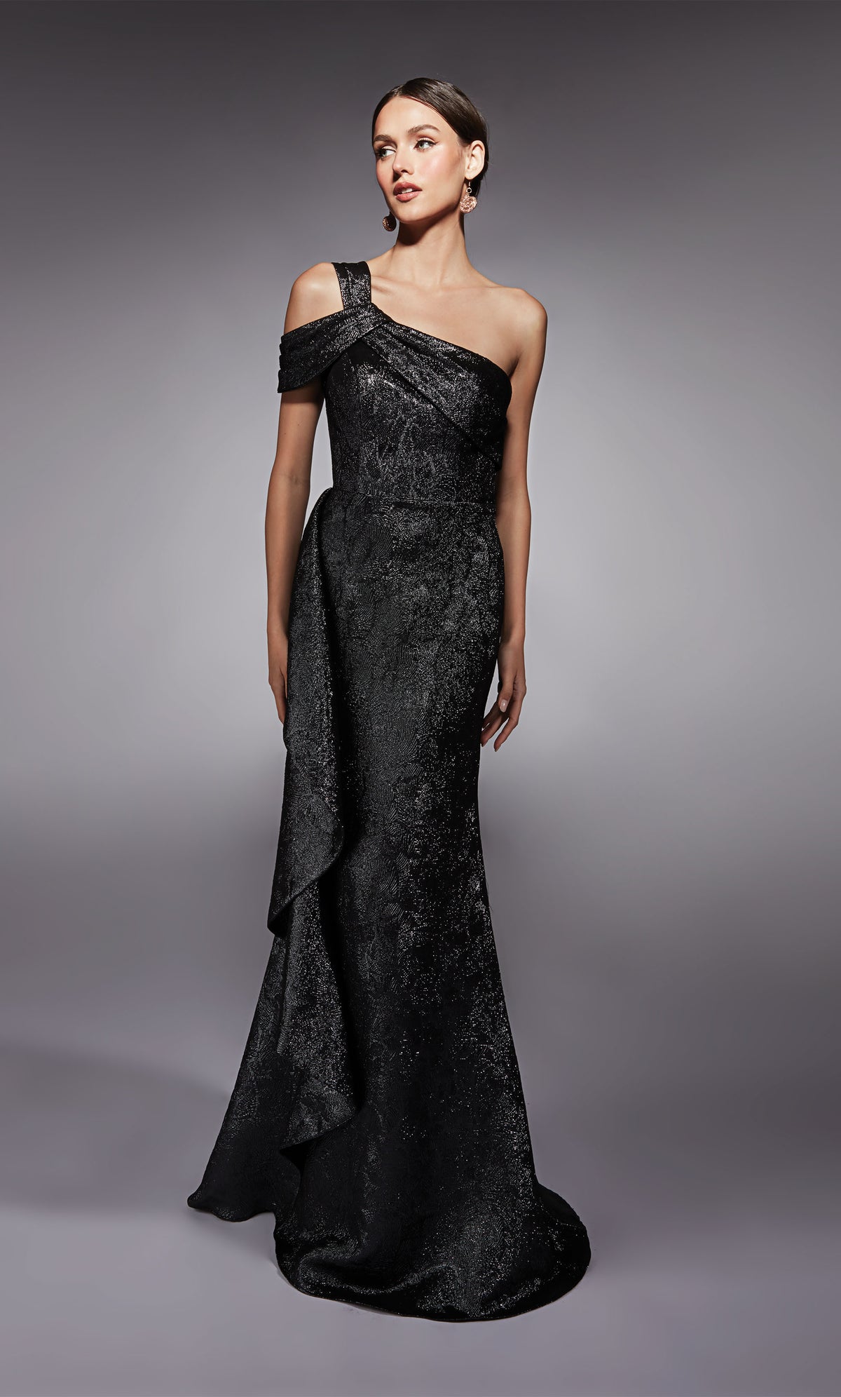 Formal Dress: 27734. Long, One Shoulder, Fit N Flare, Closed Back