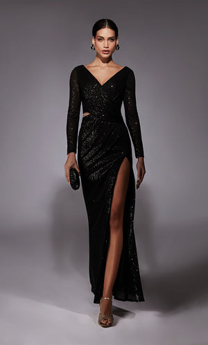 Formal Dress: 27741. Long, V-neck, Straight, V Shaped Back