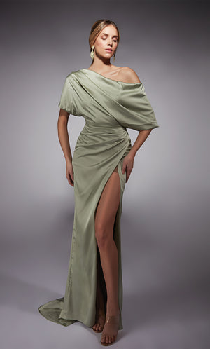 Formal Dress: 27748. Long, One Shoulder, Straight, Closed Back