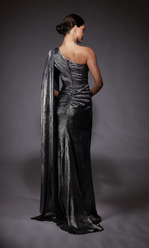 Formal Dress: 27753. Long, One Shoulder, Straight, Closed Back