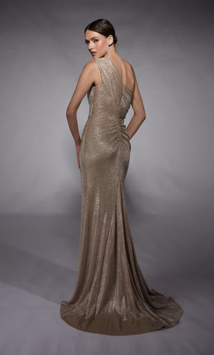 Formal Dress: 27763. Long, One Shoulder, Straight, Closed Back