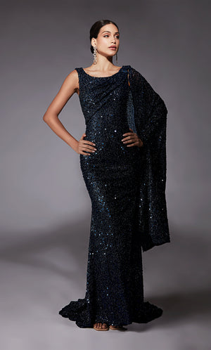 Formal Dress: 27772. Long, Scoop Neck, Straight, V Shaped Back