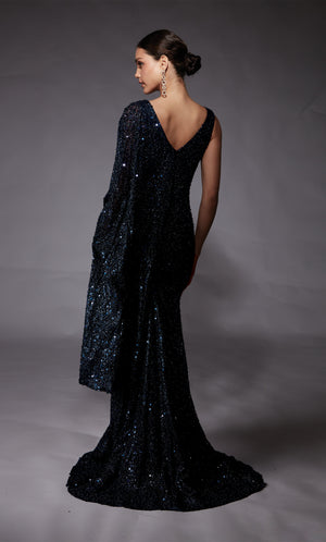 Formal Dress: 27772. Long, Scoop Neck, Straight, V Shaped Back