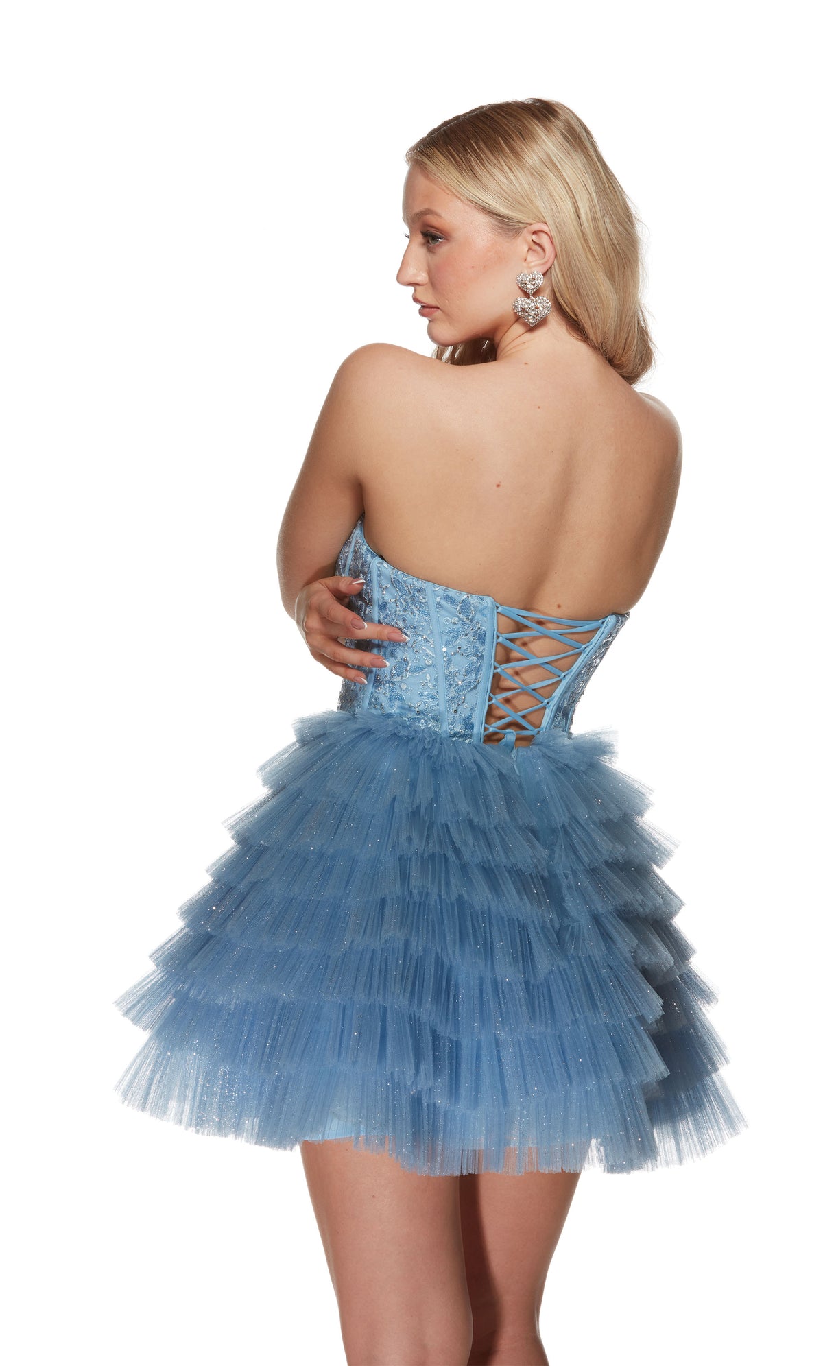 Formal Dress: 3767. Short, Strapless, A-line, Lace Up Back