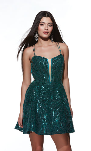 Formal Dress: 3783. Short, Plunging Neckline, A-line