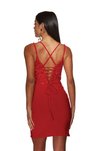 Formal Dress: 4815. Short, Scoop Neck, Straight, Strappy Back