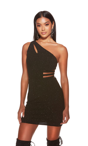 Formal Dress: 4821. Short, One Shoulder, Straight, Lace-up Back