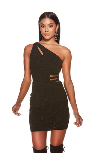 Formal Dress: 4821. Short, One Shoulder, Straight, Lace-up Back