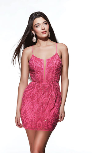 Formal Dress: 4842. Short, Plunging Neckline, Straight