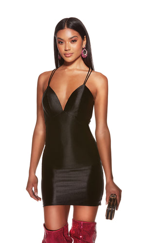 Formal Dress: 4856. Short, V-neck, Straight, Strappy Back