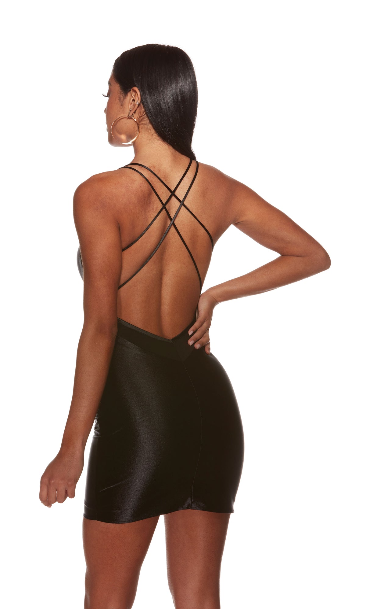 Formal Dress: 4856. Short, V-neck, Straight, Strappy Back