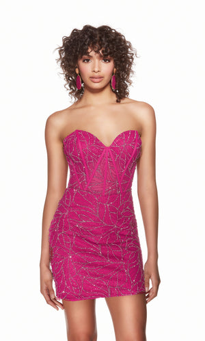 Formal Dress: 4861. Short, Strapless, Straight, Lace-up Back