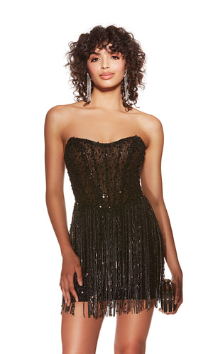 Formal Dress: 4940. Short, Strapless, Straight, Closed Back