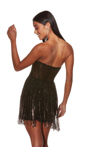 Formal Dress: 4941. Short, Strapless, Straight, Closed Back