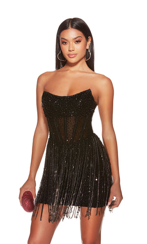 Formal Dress: 4941. Short, Strapless, Straight, Closed Back