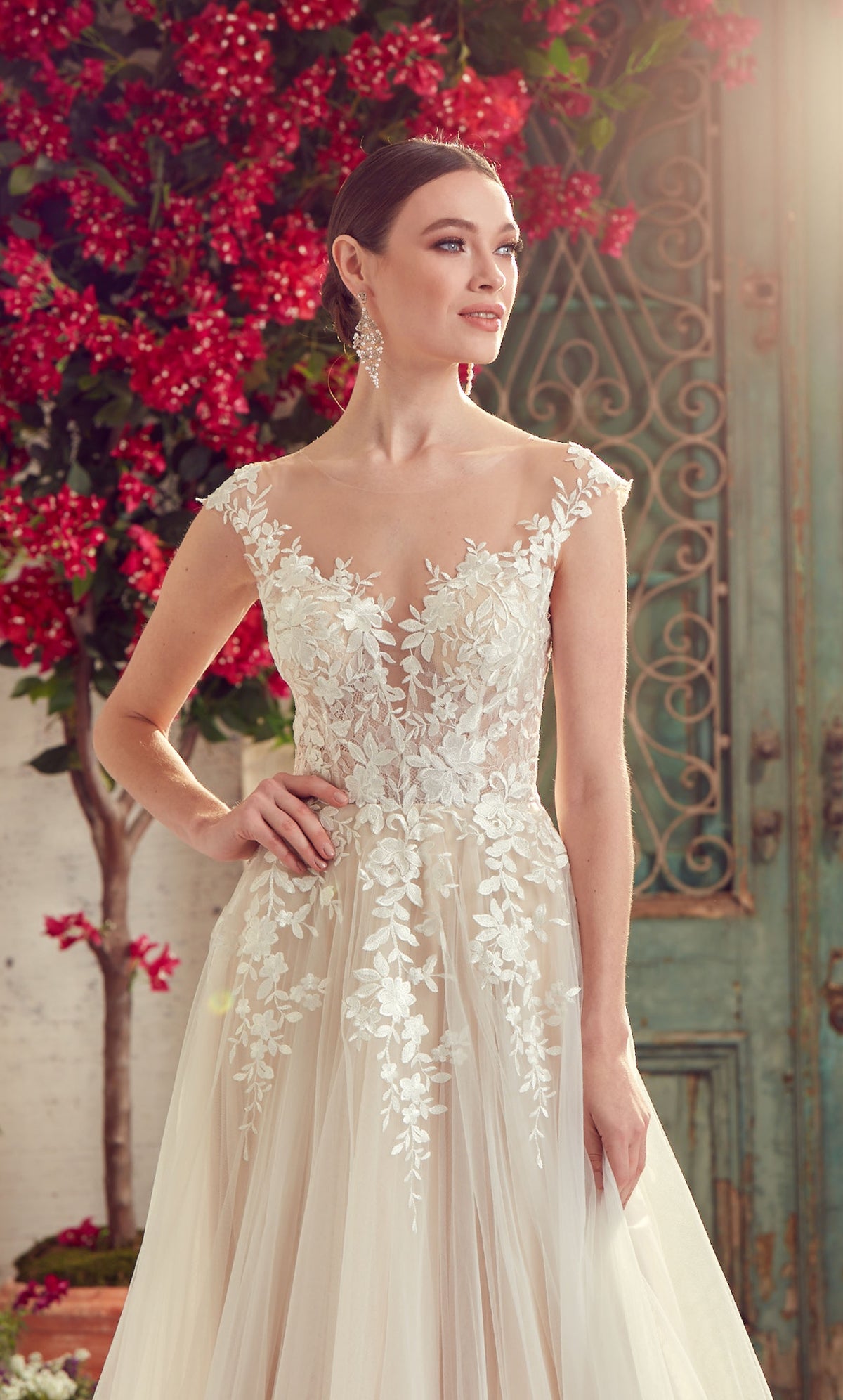 Wedding Dress: 5090. Long, Plunging Neckline, Medium Fullness