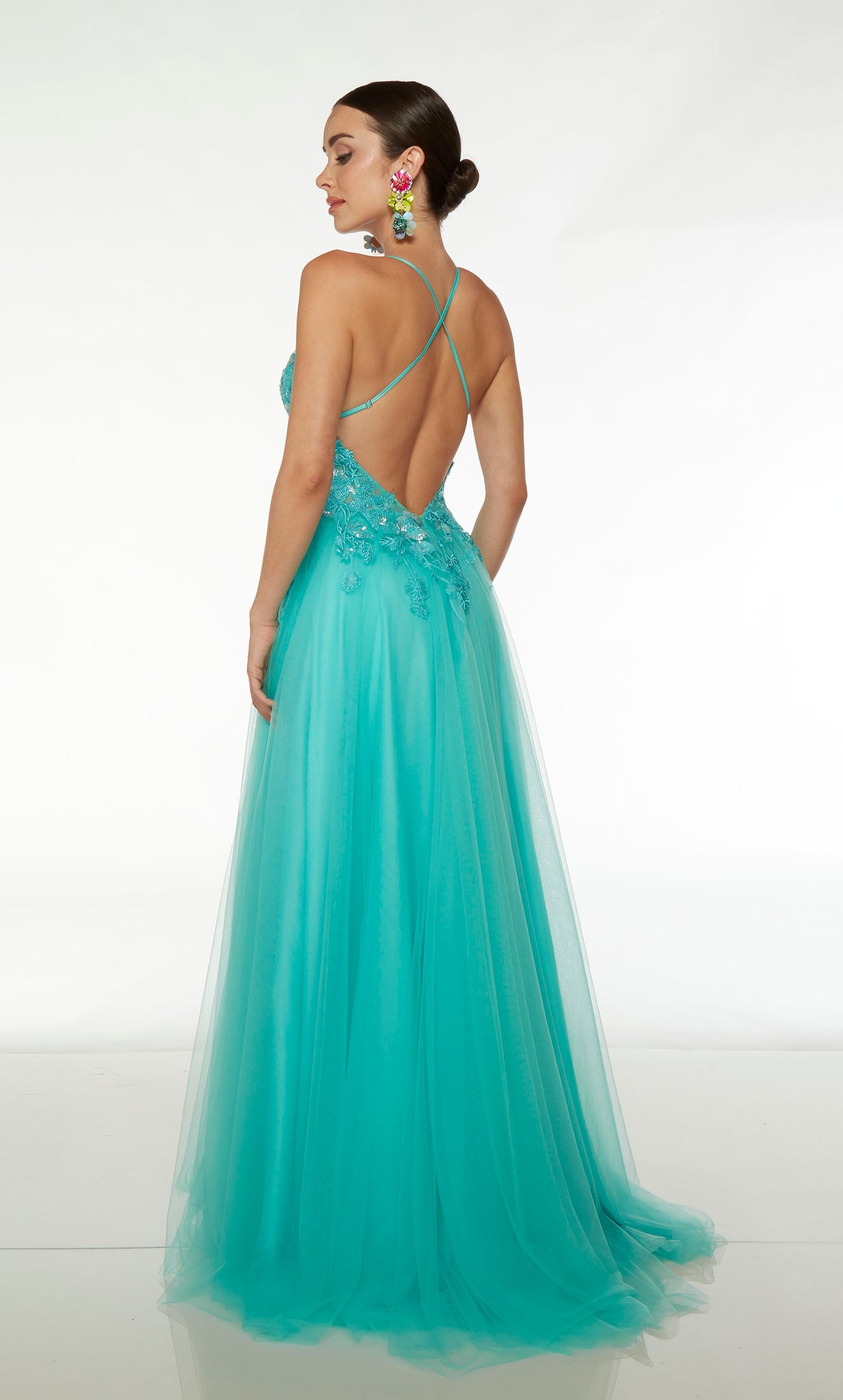 Formal Dress: 61639. Long, V-Neckline, A-line