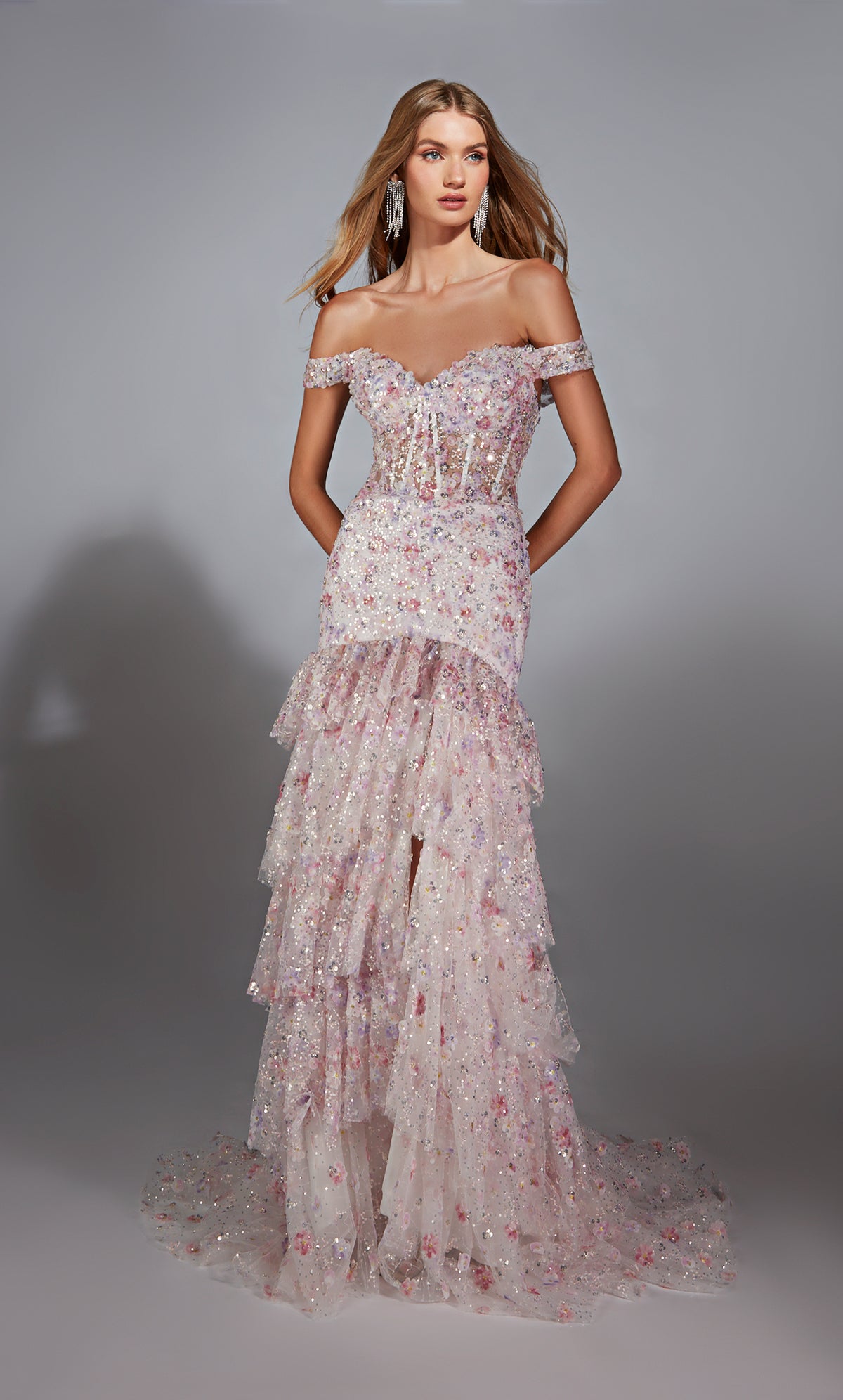 Formal Dress: 61736. Long, Off The Shoulder, Mermaid, V Shaped Back