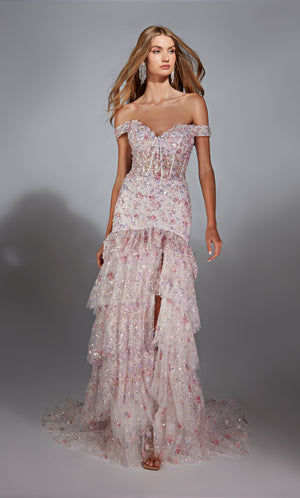 Formal Dress: 61736. Long, Off The Shoulder, Mermaid, V Shaped Back