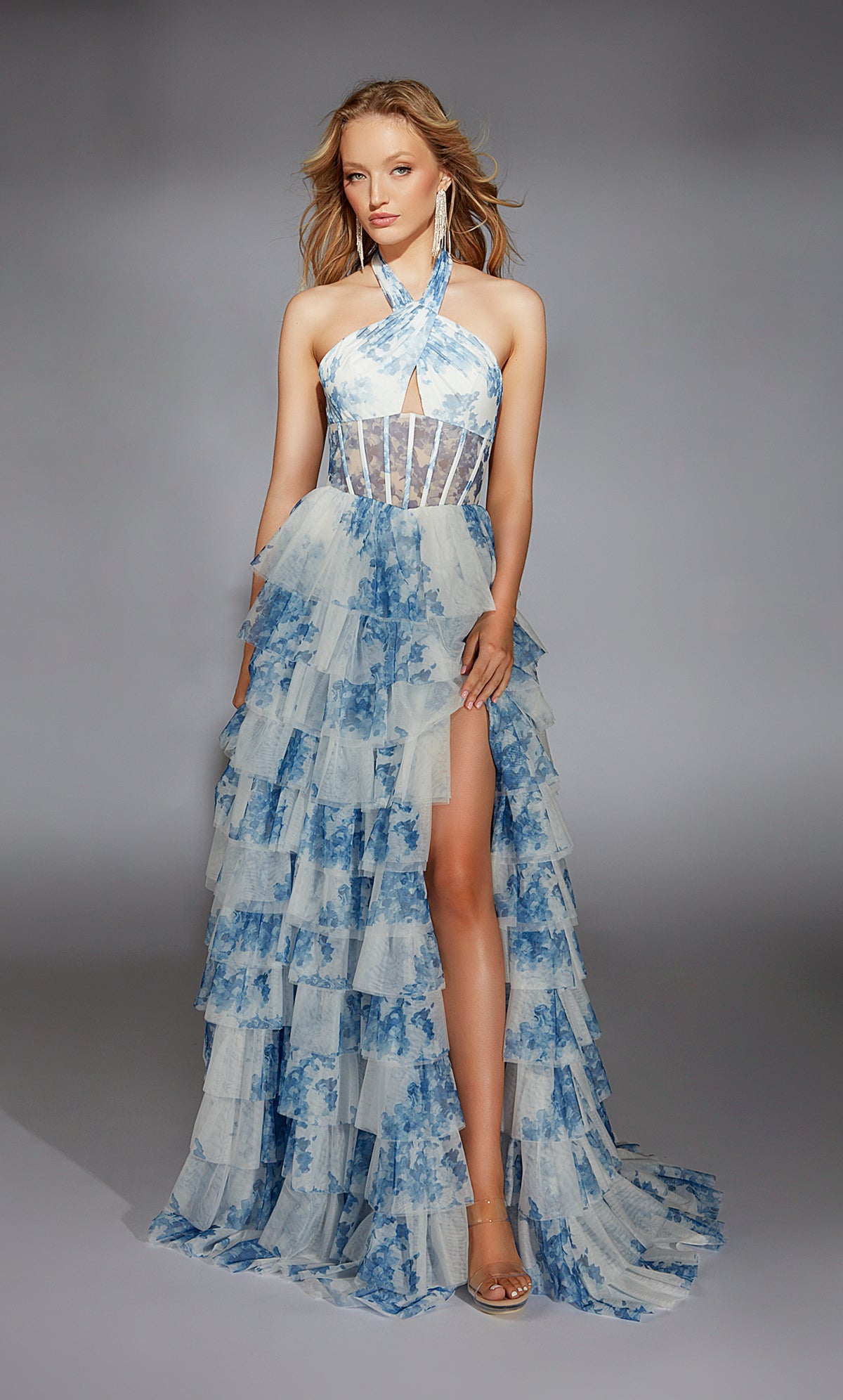 Formal Dress: 61753. Long, Halter Neckline, A Line, Closed Back