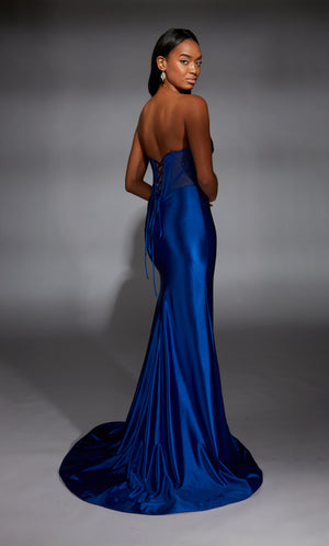 Formal Dress: 61754. Long, Strapless, Straight, Lace-up Back