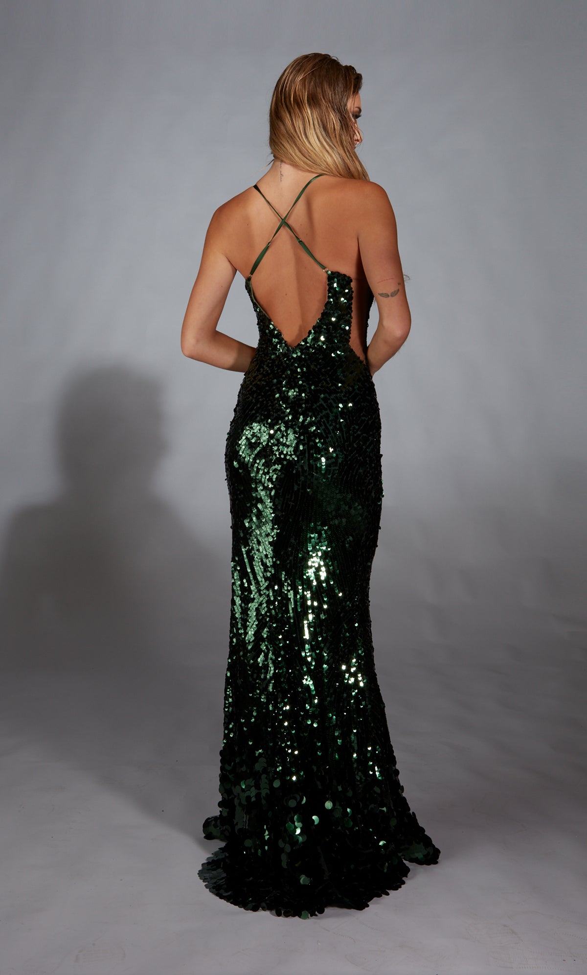 Formal Dress: 61765. Long, Plunging Neckline, Straight, Strappy Back