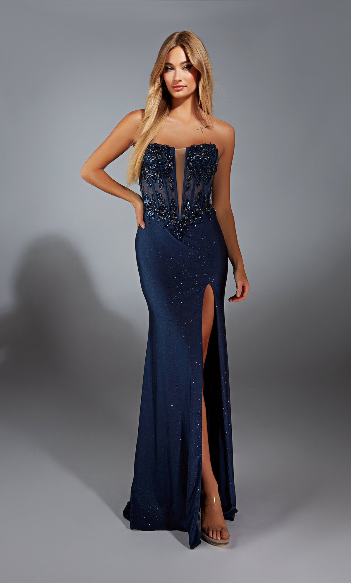 Formal Dress: 61768. Long, Strapless, Straight, Closed Back