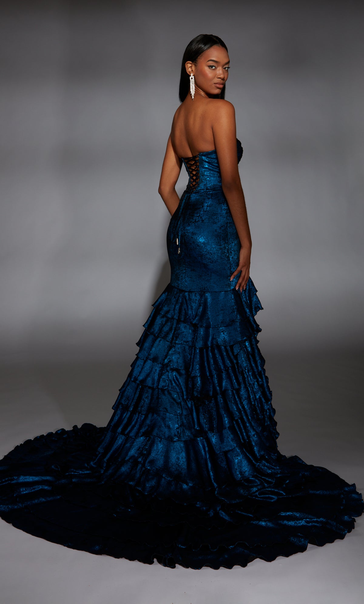 Formal Dress: 61782. Long, Strapless, Mermaid, Lace-up Back