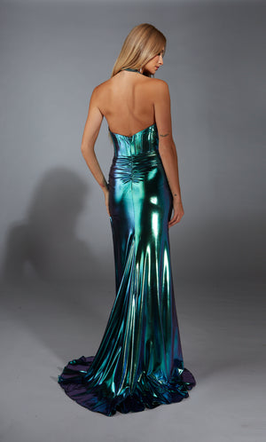 Formal Dress: 61787. Long, Halter Neckline, Straight, Closed Back