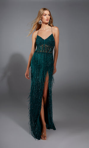 Formal Dress: 61788. Long, V-neck, Straight, Lace-up Back