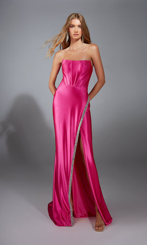 Formal Dress: 61790. Long, Strapless, Straight, Lace-up Back