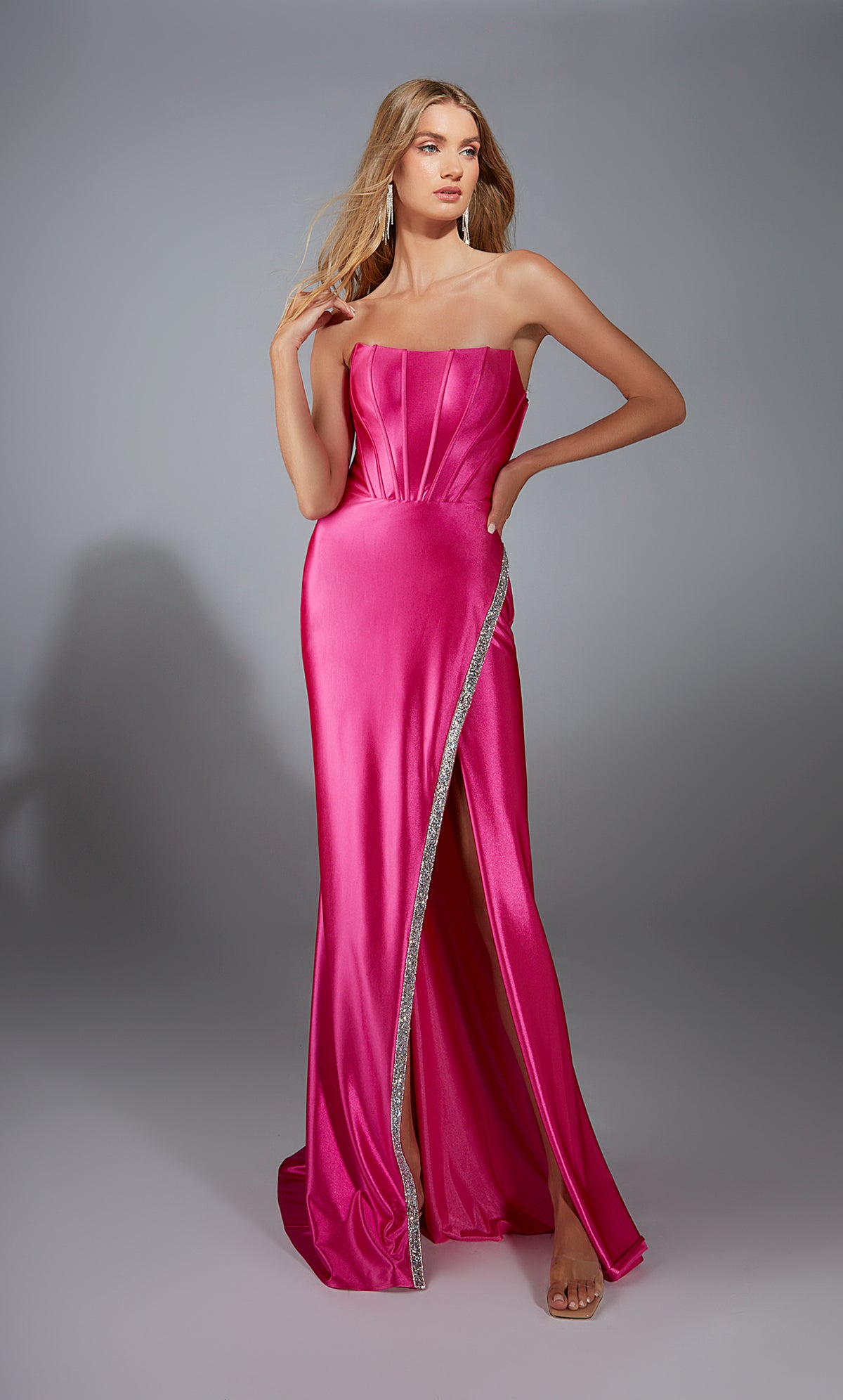 Formal Dress: 61790. Long, Strapless, Straight, Lace-up Back