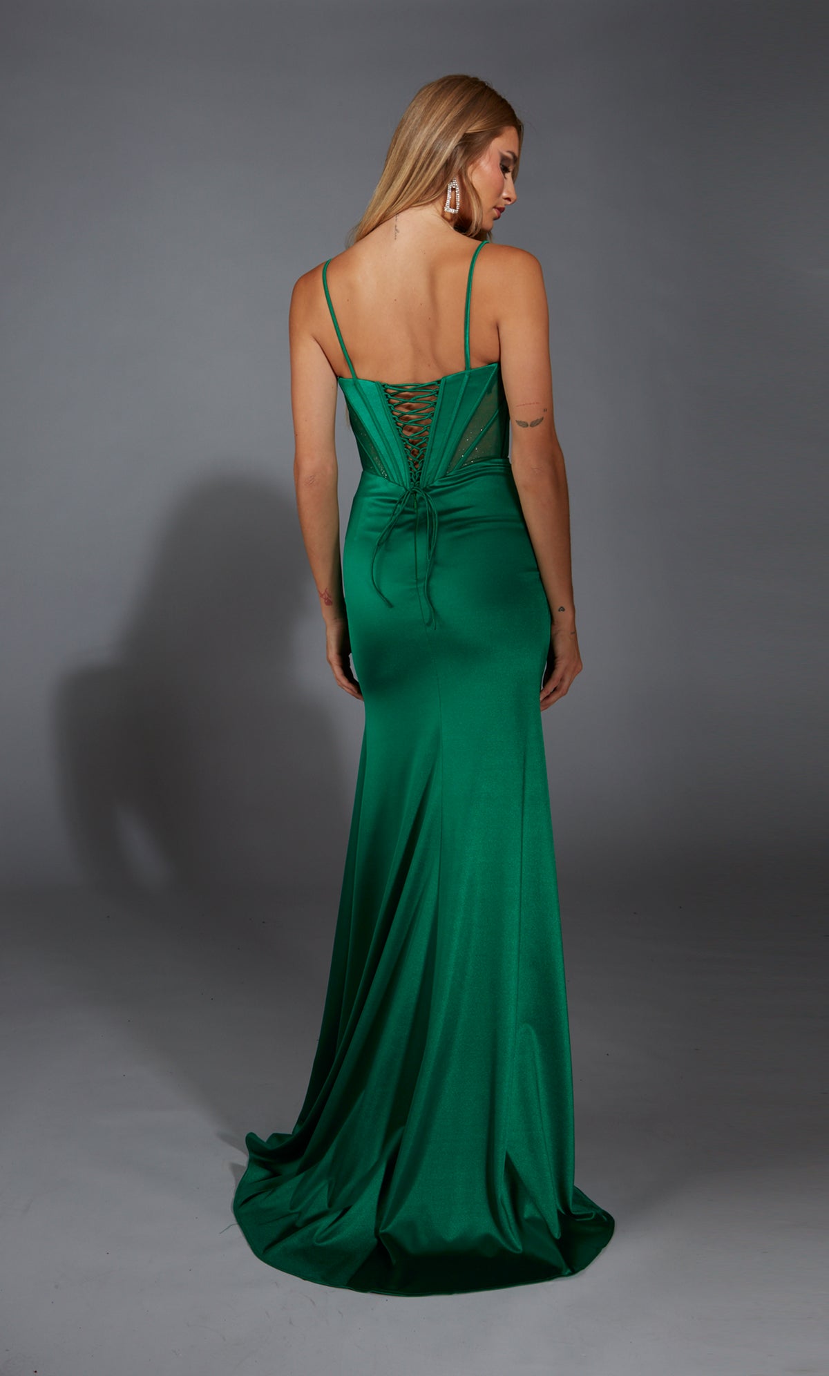 Formal Dress: 61791. Long, Plunging Neckline, Straight, Lace Up Back