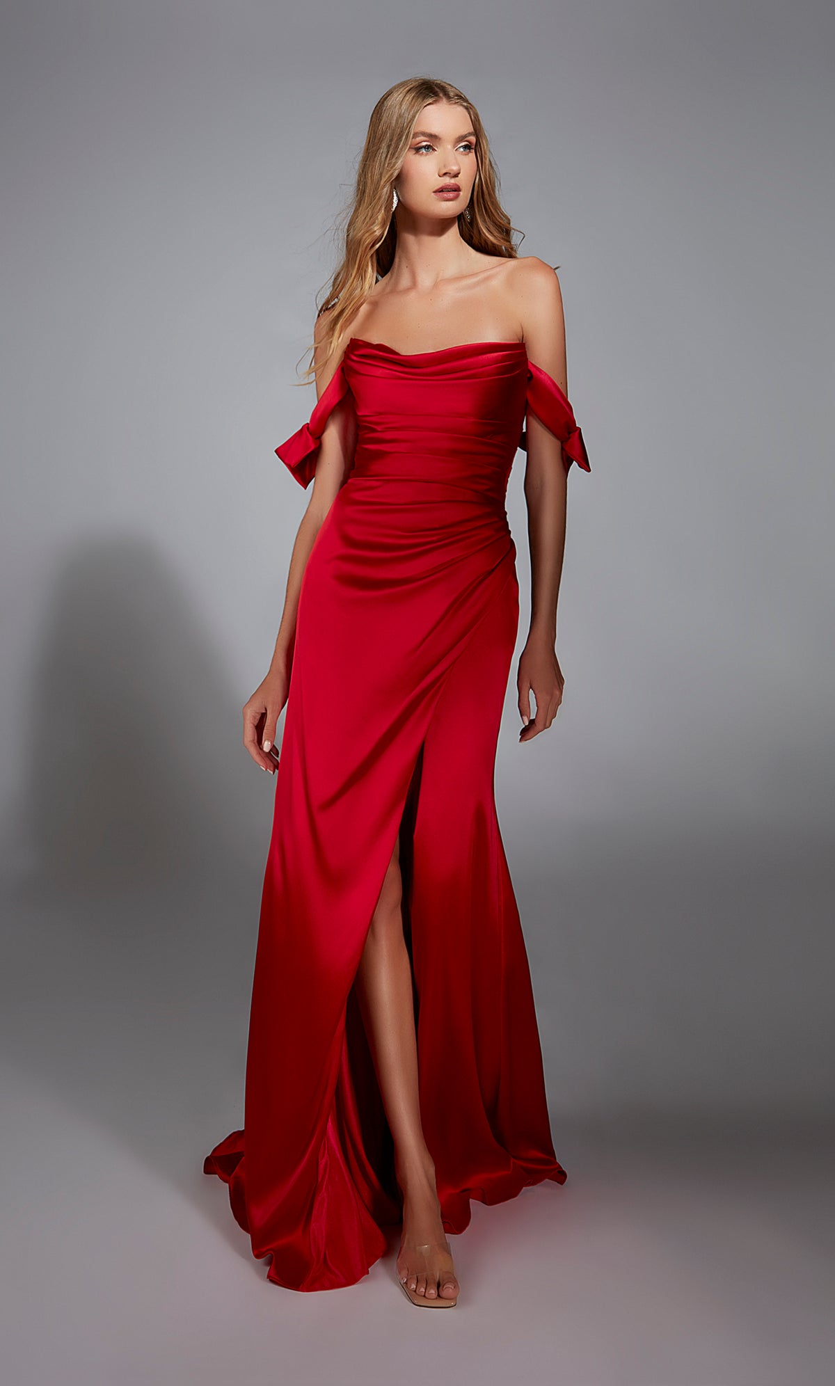 Formal Dress: 61826. Long, Off The Shoulder, Fit N Flare, Closed Back