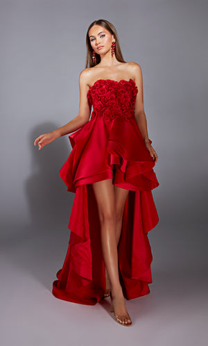 Formal Dress: 61829. Long, Strapless, High-low, Closed Back