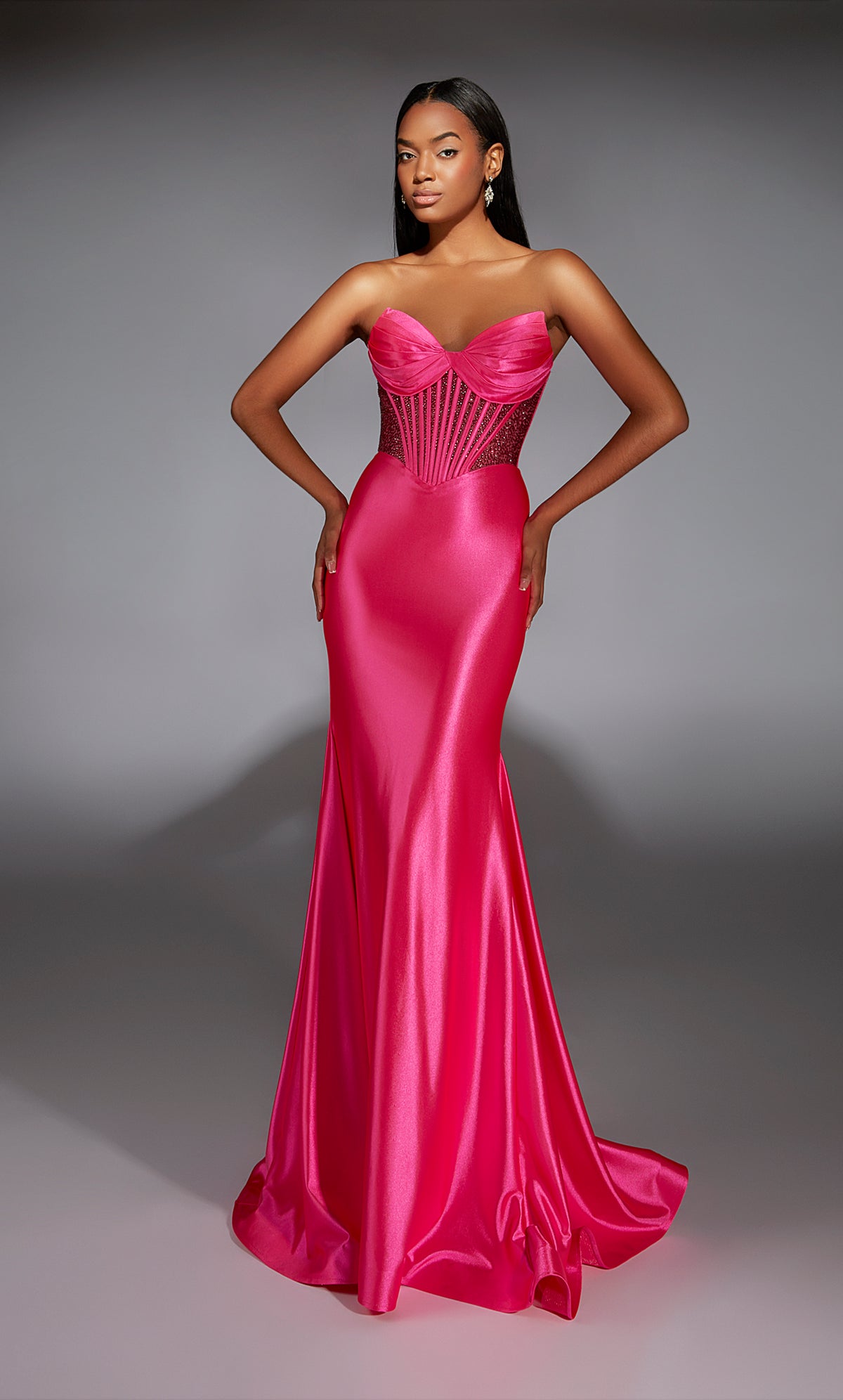 Formal Dress: 61851. Long, Strapless, Fit N Flare, Closed Back